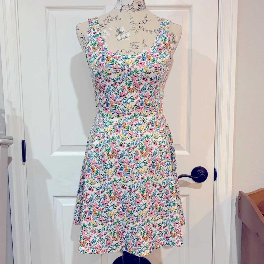 H&M floral fit & flare tank dress